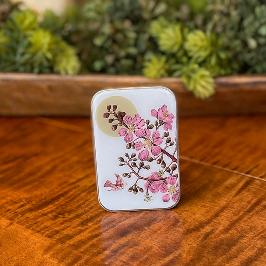 Tin Container with Magnet Large ~ Cherry Blossom & Swallow