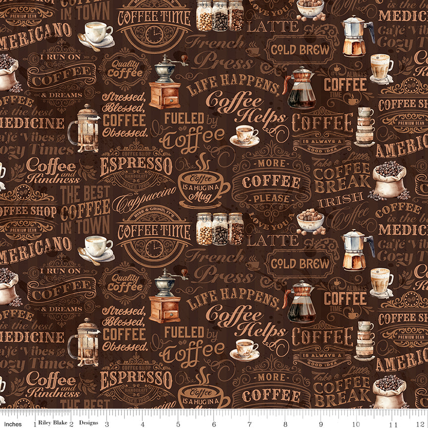 Coffee Time ~ Coffee Text ~ C17132-BROWN