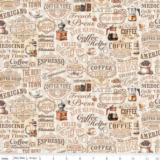 Coffee Time ~ Coffee Text ~ C17132-CREAM
