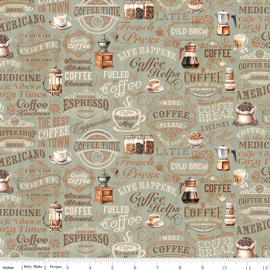 Coffee Time ~ Coffee Text ~ C17132-SAGE