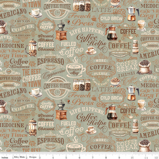 Coffee Time ~ Coffee Text ~ C17132-SAGE
