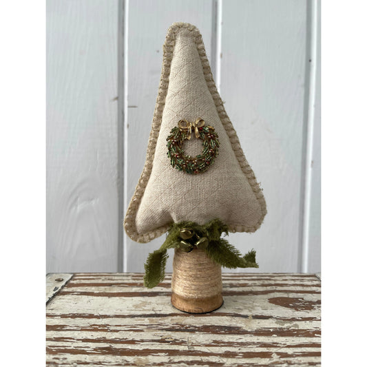 Paxe's Designs ~ Ecru Tree with Wreath Brooch