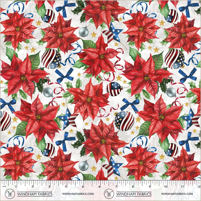 All-American Christmas ~ Patriotic Poinsettia ~ 55275-3 White