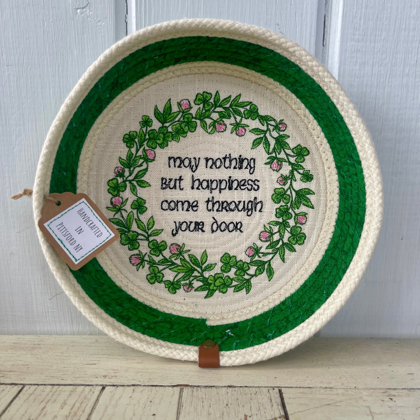 Hand-Crafted ~ Irish Wreath ~ Fabric Covered Rope Wall Hanging or Bowl
