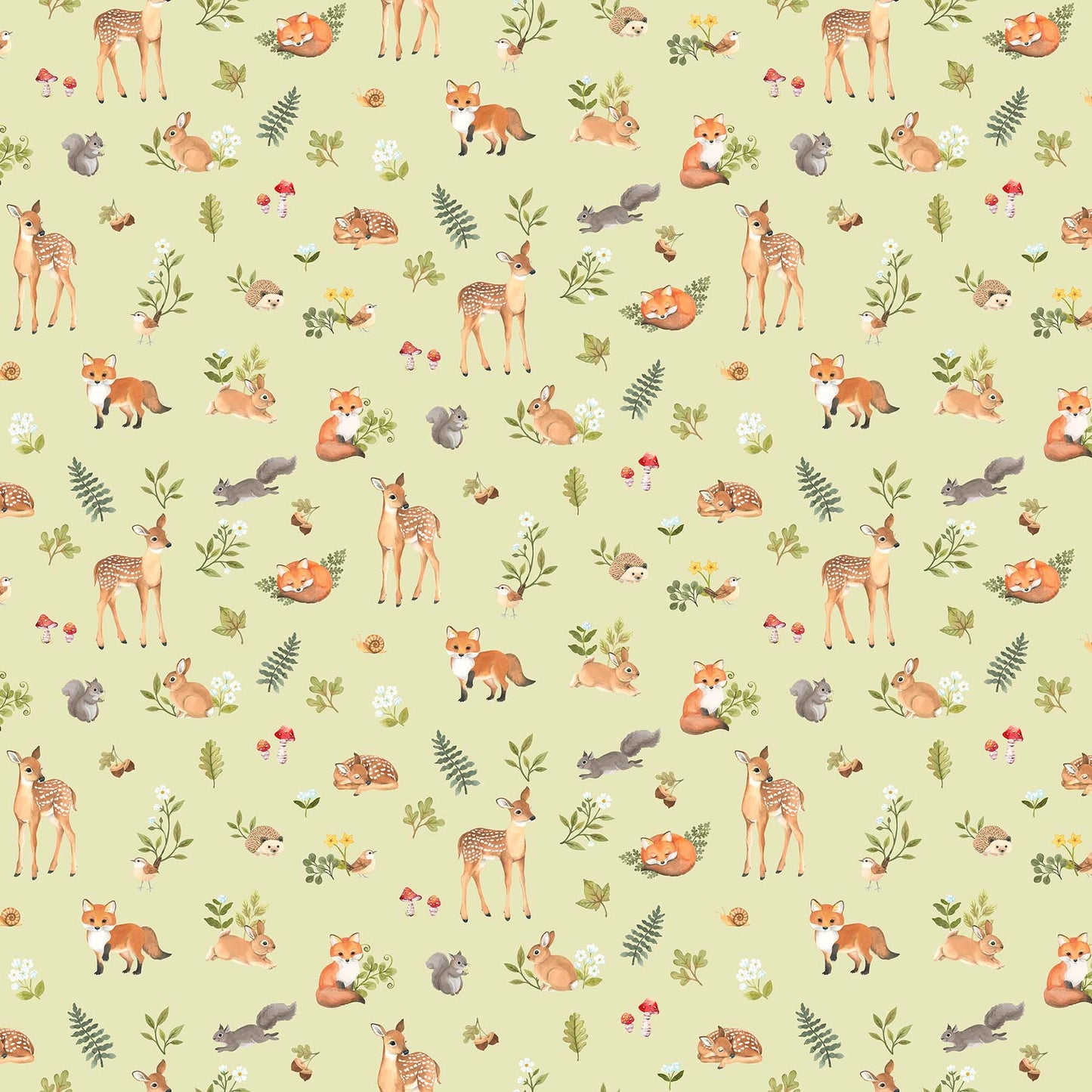 Woodland Babes ~ Animals ~ DP27169-72 Green Multi