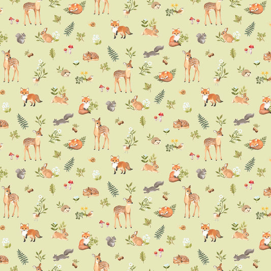 Woodland Babes ~ Animals ~ DP27169-72 Green Multi