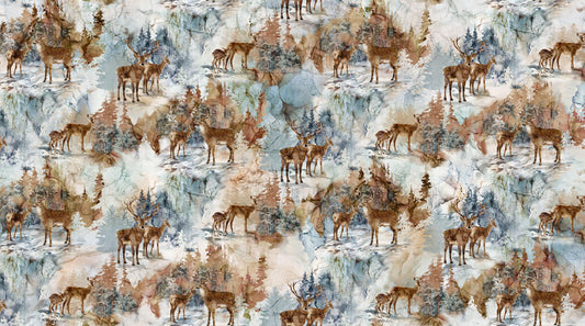 Highland View ~ Deer ~ DP27586-10 White Multi