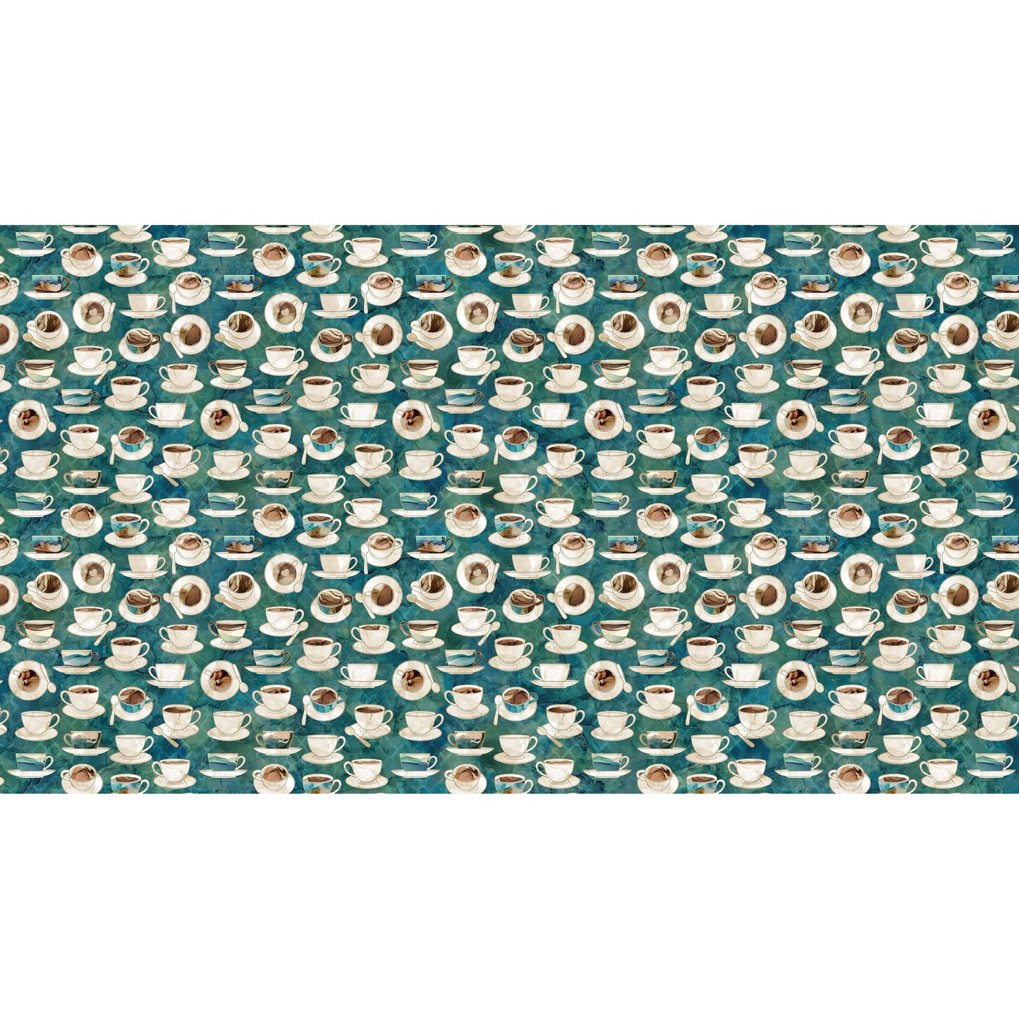 Barista ~ Cups & Saucers ~ DP27698-68 Dark Teal Multi