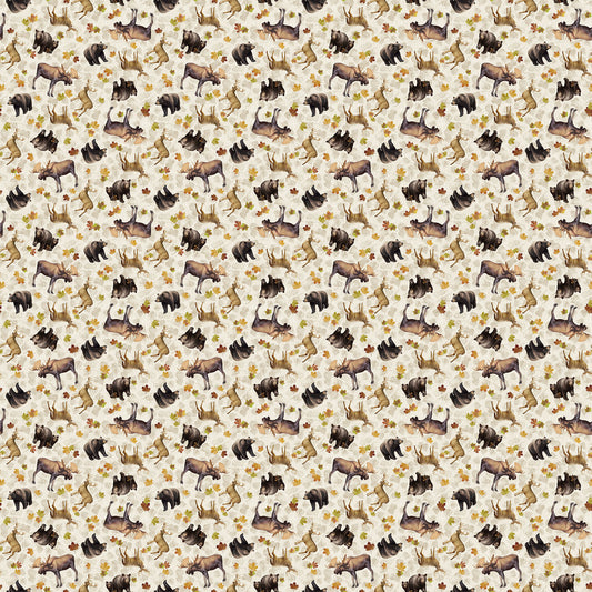 Naturescapes Wilderness ~ Tossed Animals ~ DP27791-12 Beige Multi
