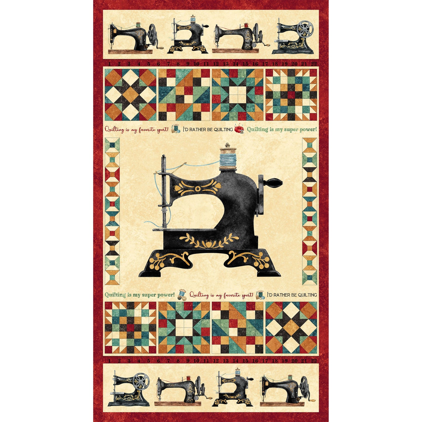 Stonehenge Stitchin'~ Panel ~ DP28340-12 Beige Multi