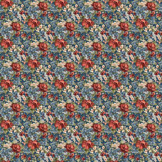 Farmhouse Sampler ~ Packed Floral ~ DP28601-48 Navy Multi