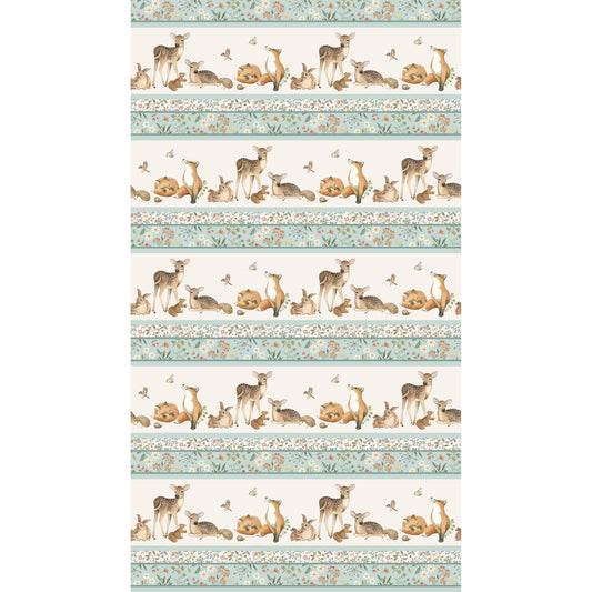 Woodland Heart ~ Border Stripe ~ DP28721-42 Blue Multi