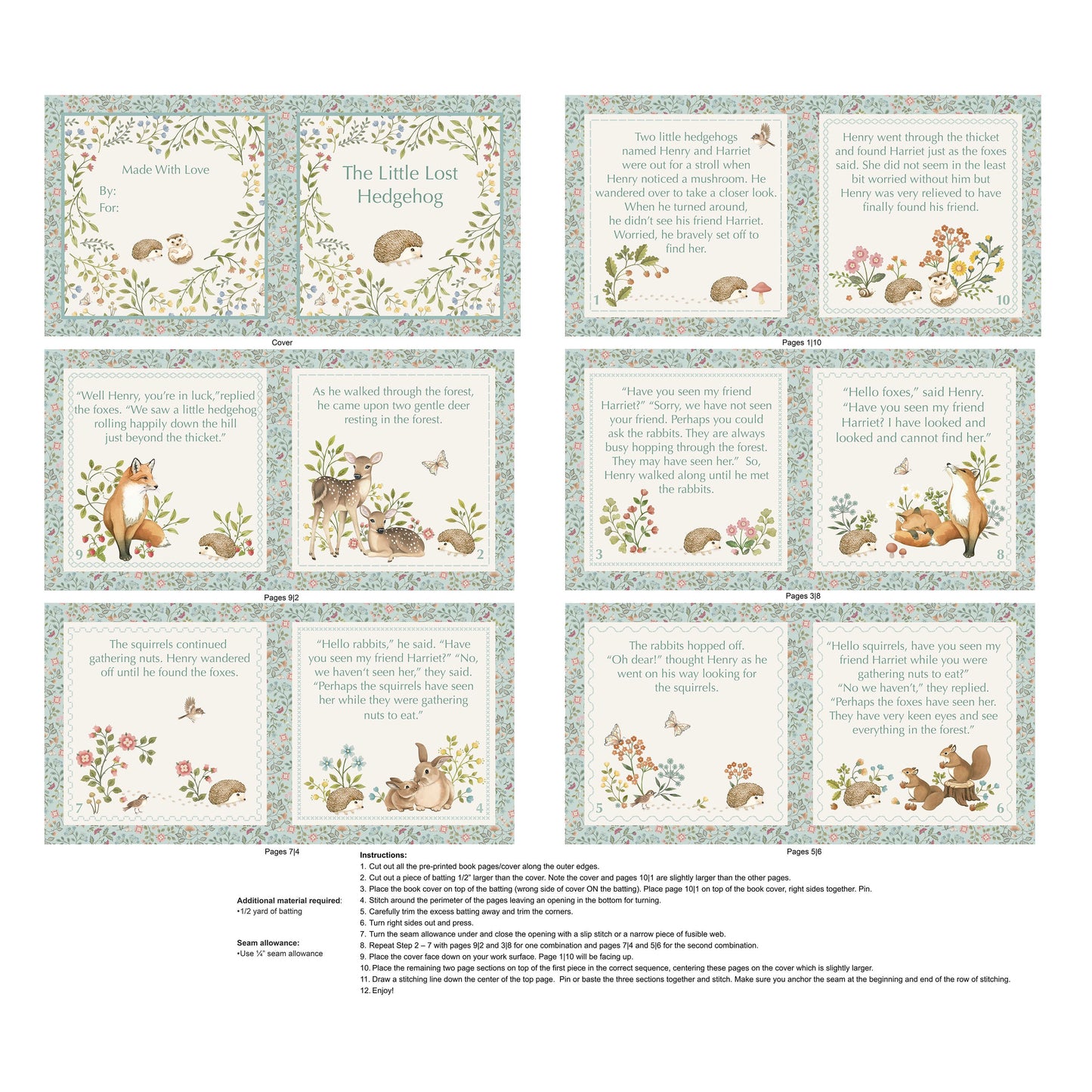 Woodland Heart ~ Book Panel ~ DP28728-11 Cream Multi