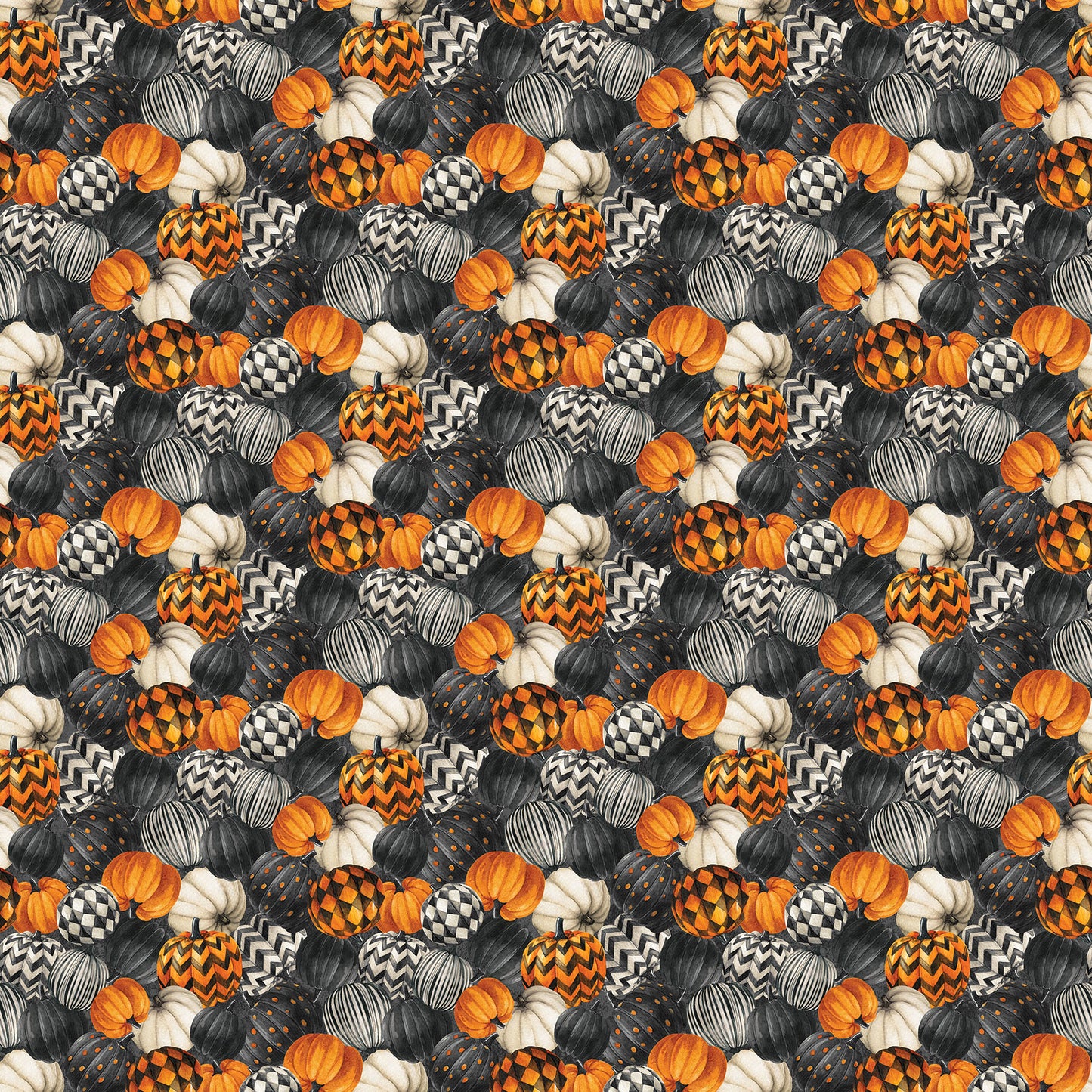 Night Owl ~ Packed Pumpkins ~ DP28848-96 Charcoal Multi