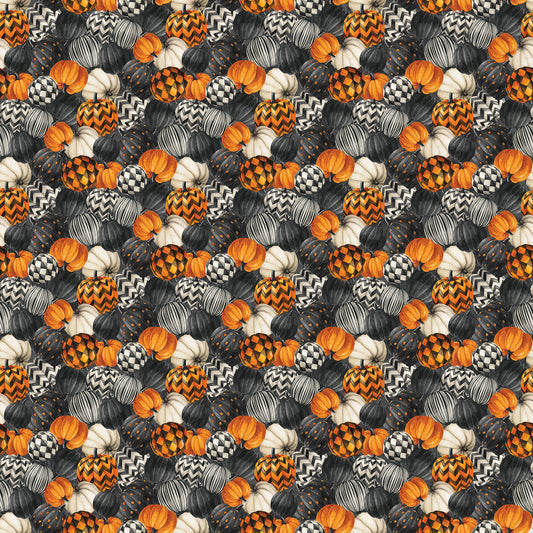 Night Owl ~ Packed Pumpkins ~ DP28848-96 Charcoal Multi