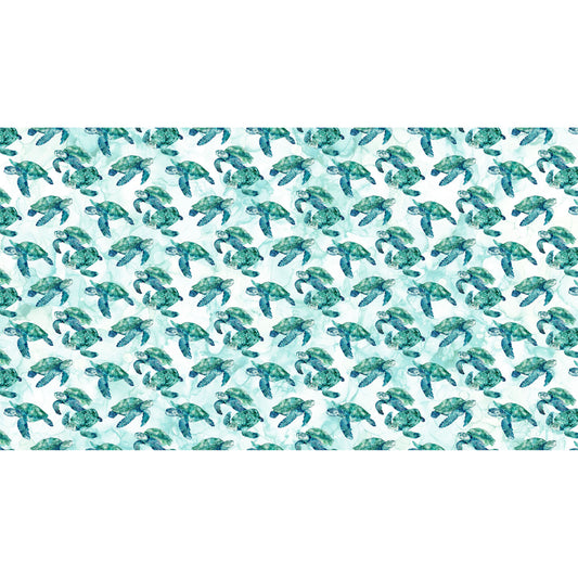 Coral Reef ~ Turtles ~ DP28878-10 White Multi
