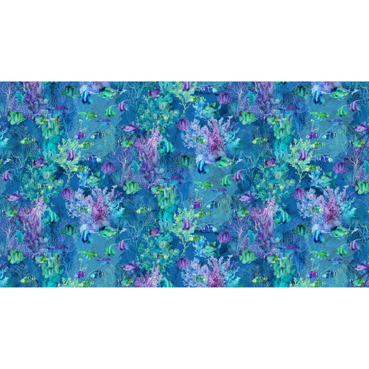 Coral Reef ~ Fish ~ DP28879-48 Navy Multi