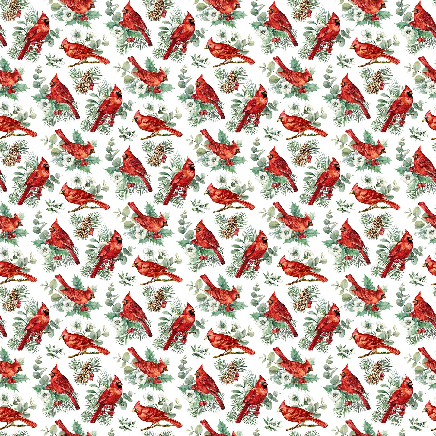 Home For Christmas ~ Cardinals ~ DP28925-10 White Multi