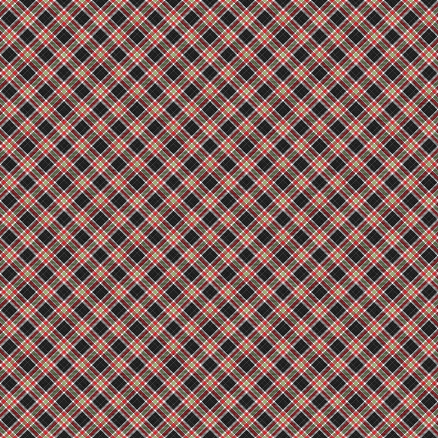 Home For Christmas ~ Plaid ~ DP28928-99 Black Multi