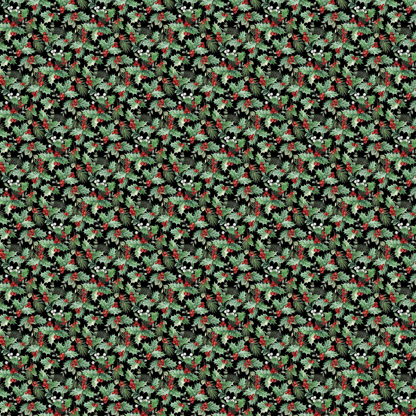 Home For Christmas ~ Packed Holly ~ DP28929-99 Black Multi