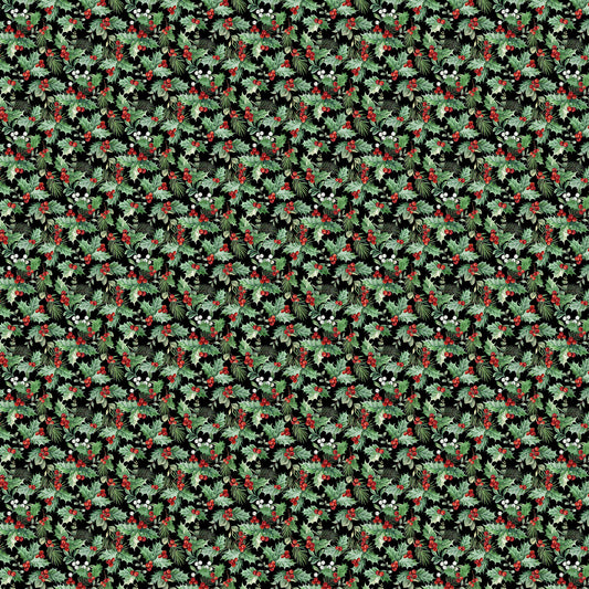 Home For Christmas ~ Packed Holly ~ DP28929-99 Black Multi