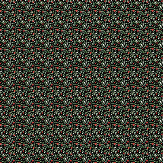 Home For Christmas ~ Holly ~ 26" x WOF remnant DP28931-99 Black Multi