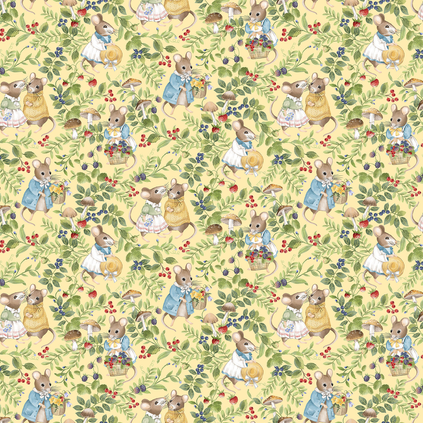 Country Mouse ~ Scenic Mice ~ DP29006-52 Yellow Multi