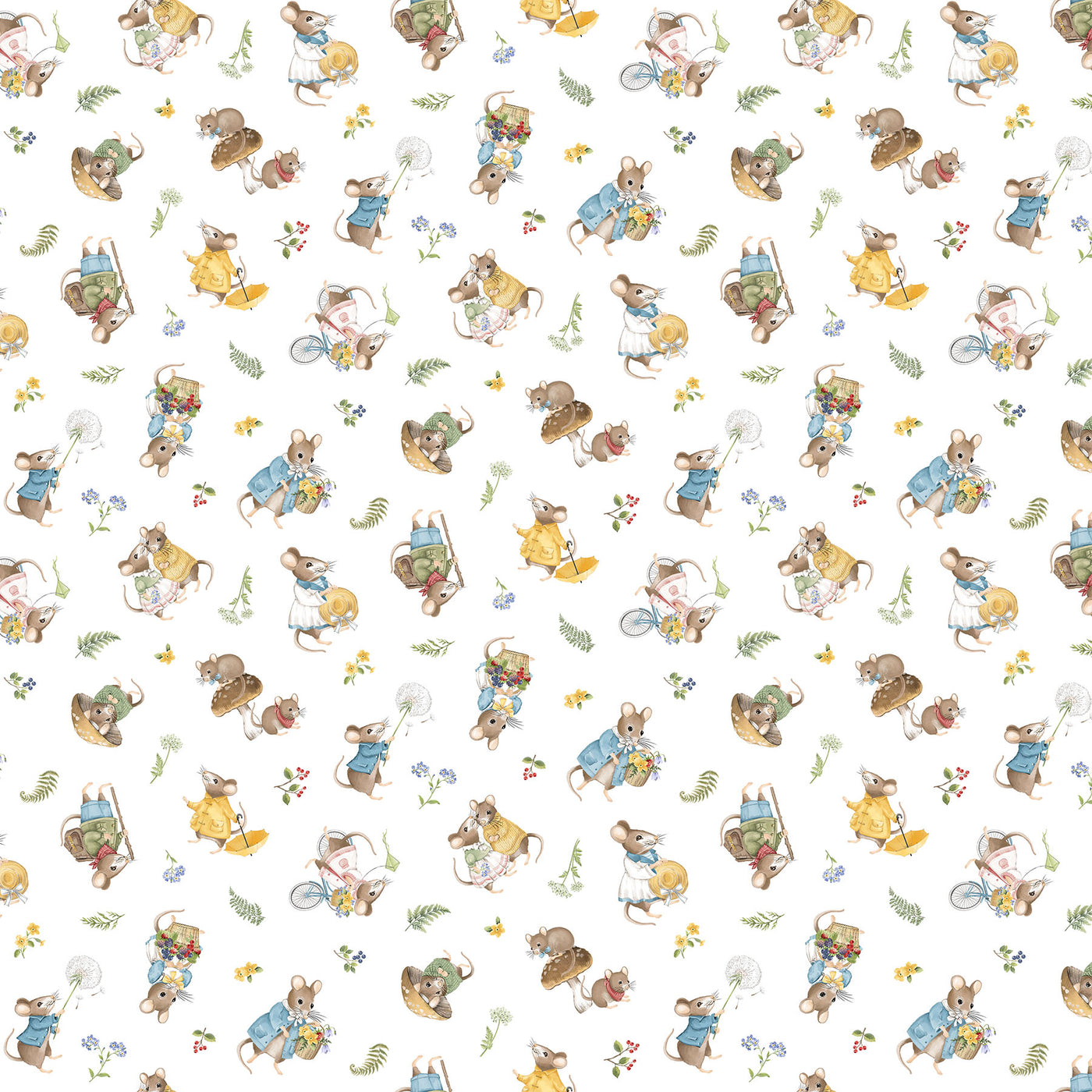 Country Mouse ~ Toss Mice ~ DP29007-10 White Multi