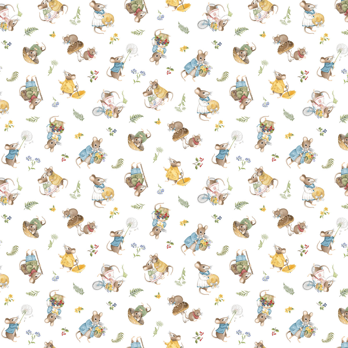 Country Mouse ~ Toss Mice ~ DP29007-10 White Multi