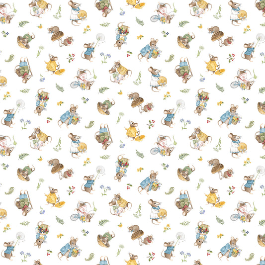 Country Mouse ~ Toss Mice ~ DP29007-10 White Multi