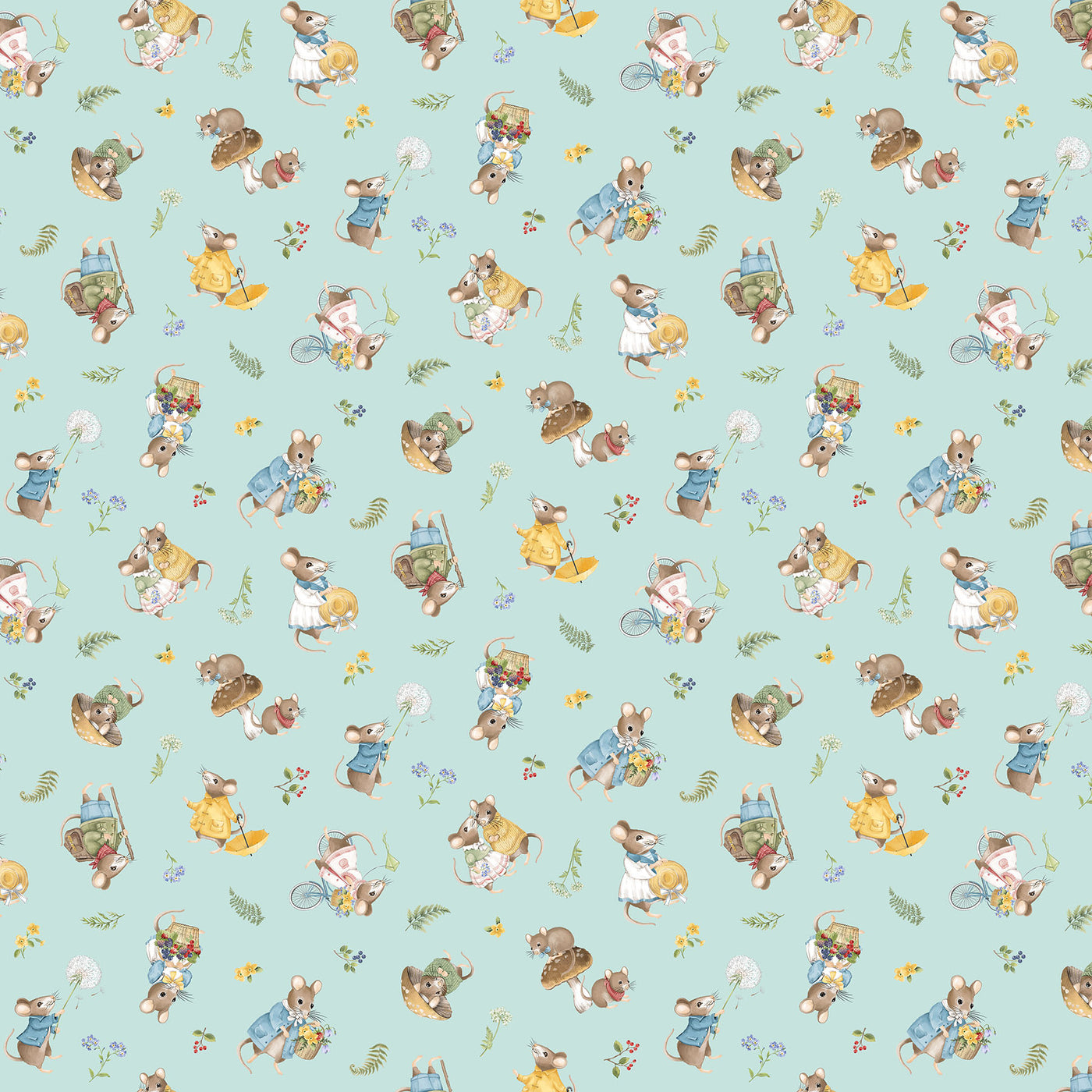Country Mouse ~ Toss Mice ~ DP29007-42 Blue Multi