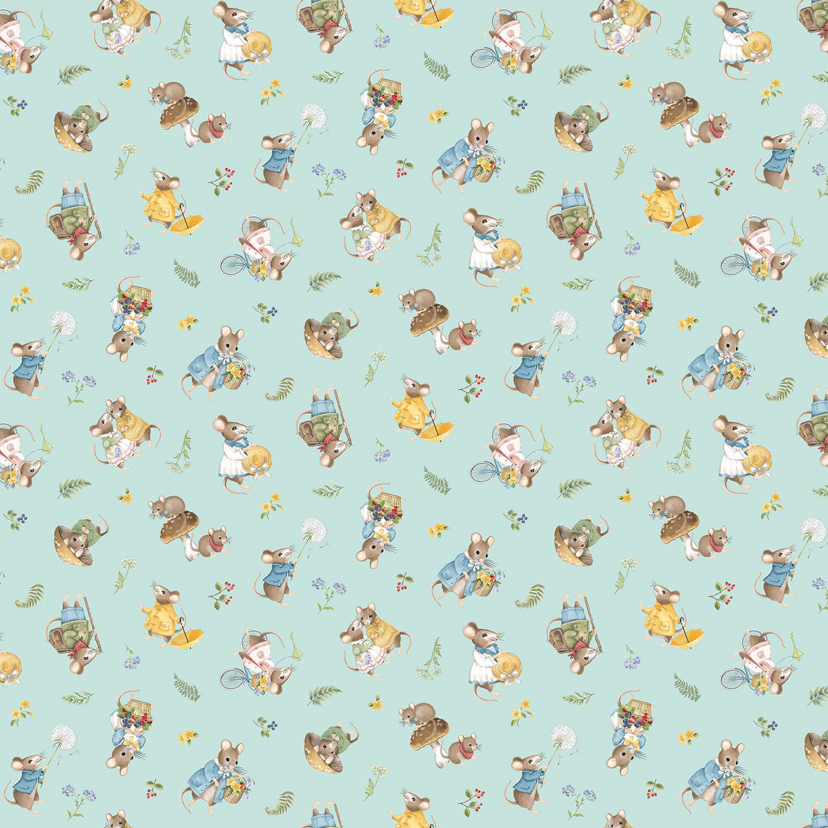 Country Mouse ~ Toss Mice ~ DP29007-42 Blue Multi
