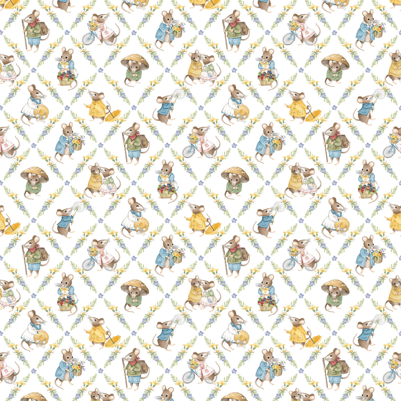 Country Mouse ~ Diamond Grid ~ DP29008-10 White Multi