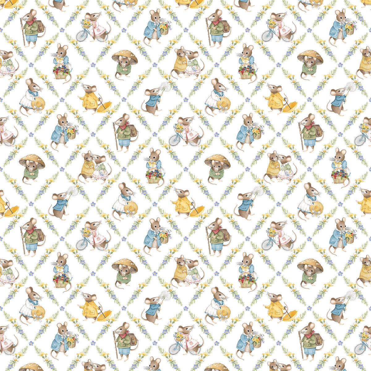 Country Mouse ~ Diamond Grid ~ DP29008-10 White Multi