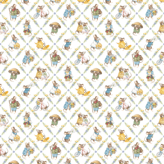 Country Mouse ~ Diamond Grid ~ DP29008-10 White Multi