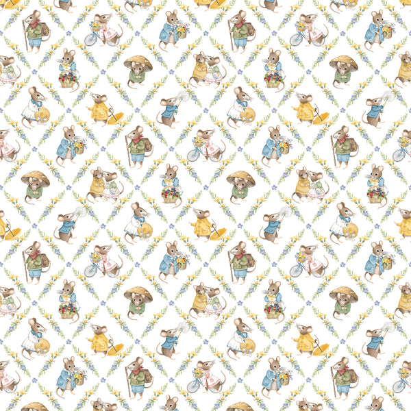 Country Mouse ~ Diamond Grid ~ DP29008-10 White Multi