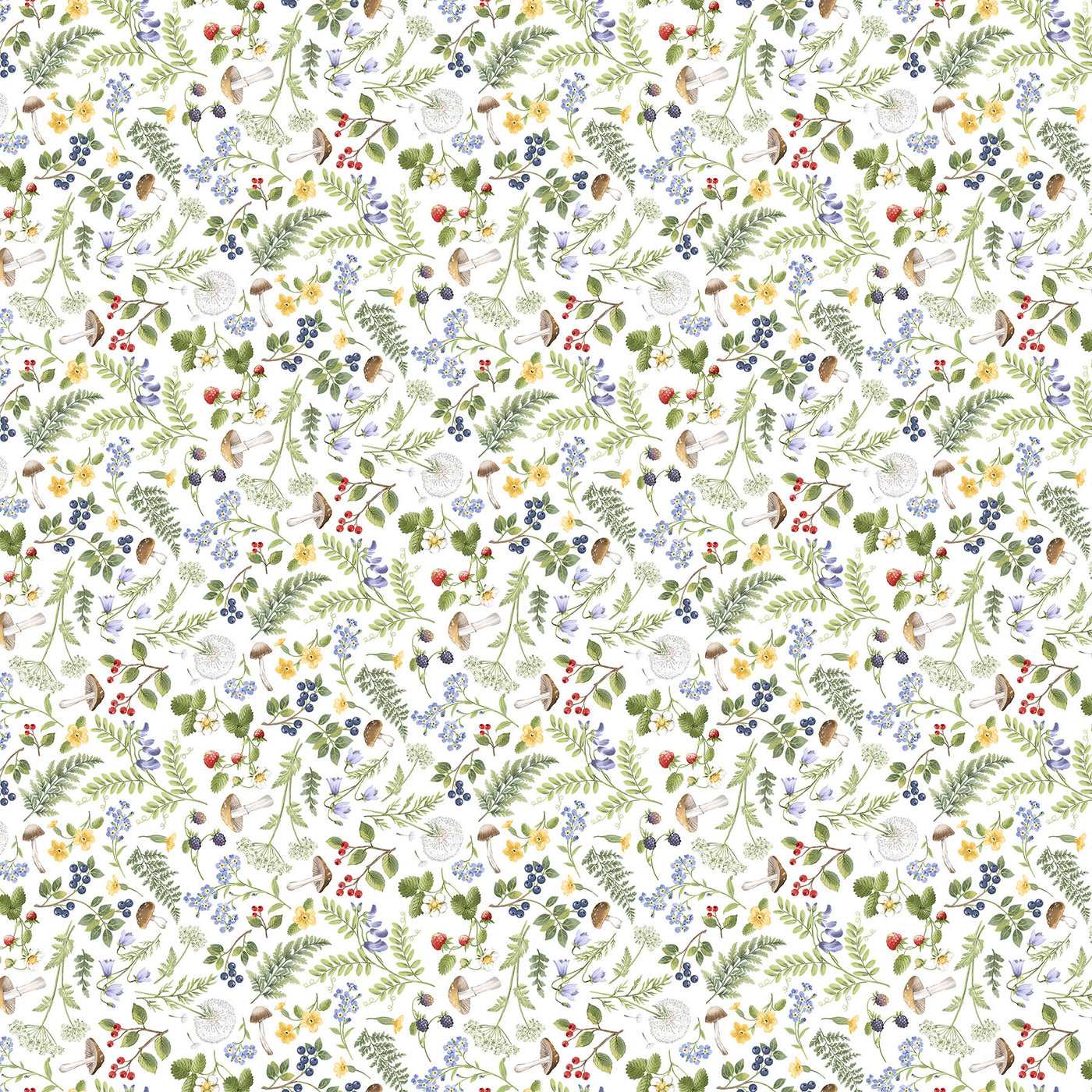 Country Mouse ~ Floral Fern Toss ~ DP29009-10 White Multi