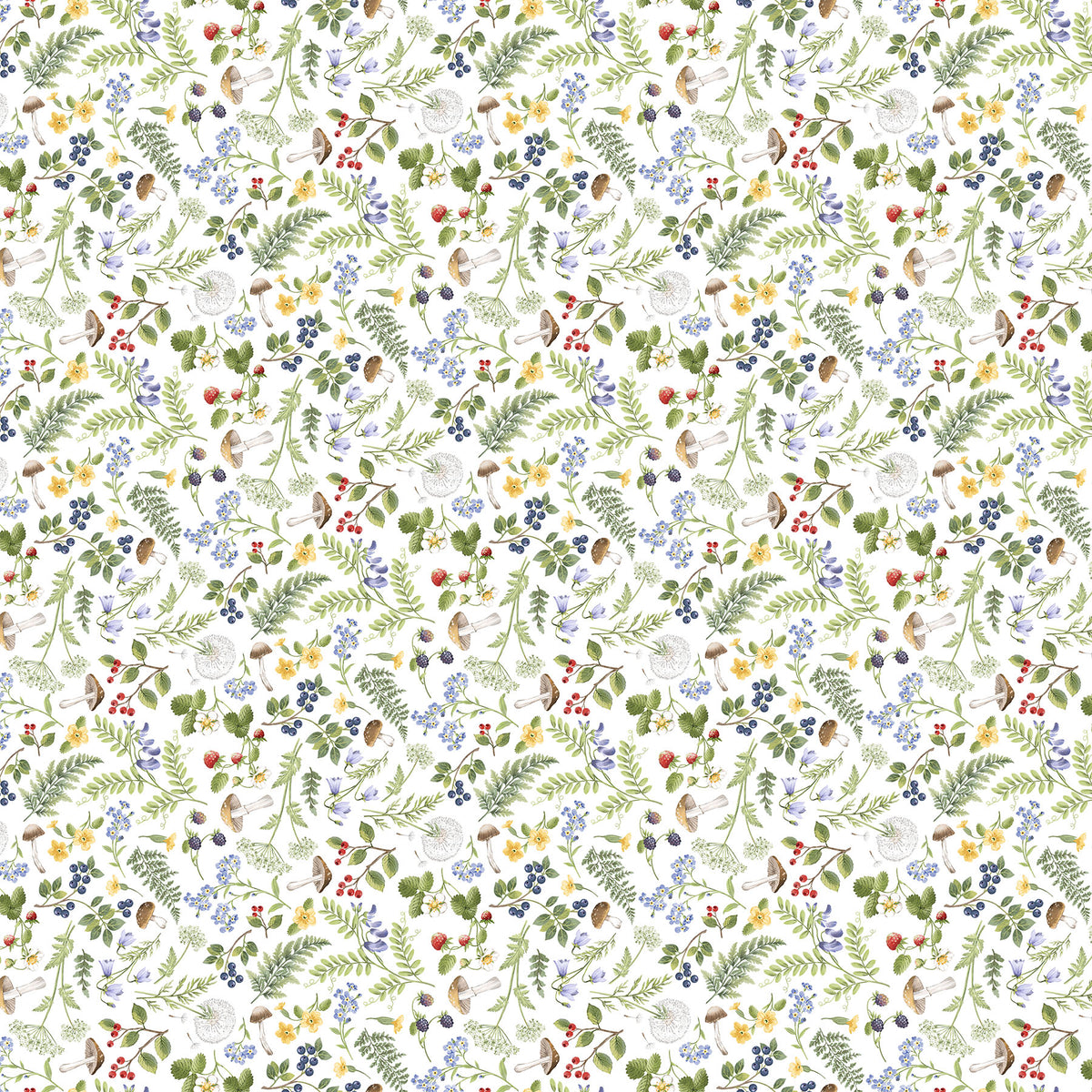 Country Mouse ~ Floral Fern Toss ~ DP29009-10 White Multi