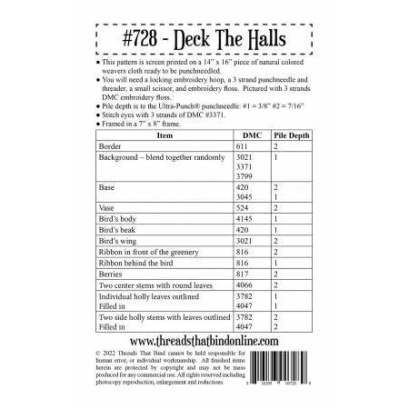 Threads That Bind ~ Deck The Halls Punch Needle Pattern