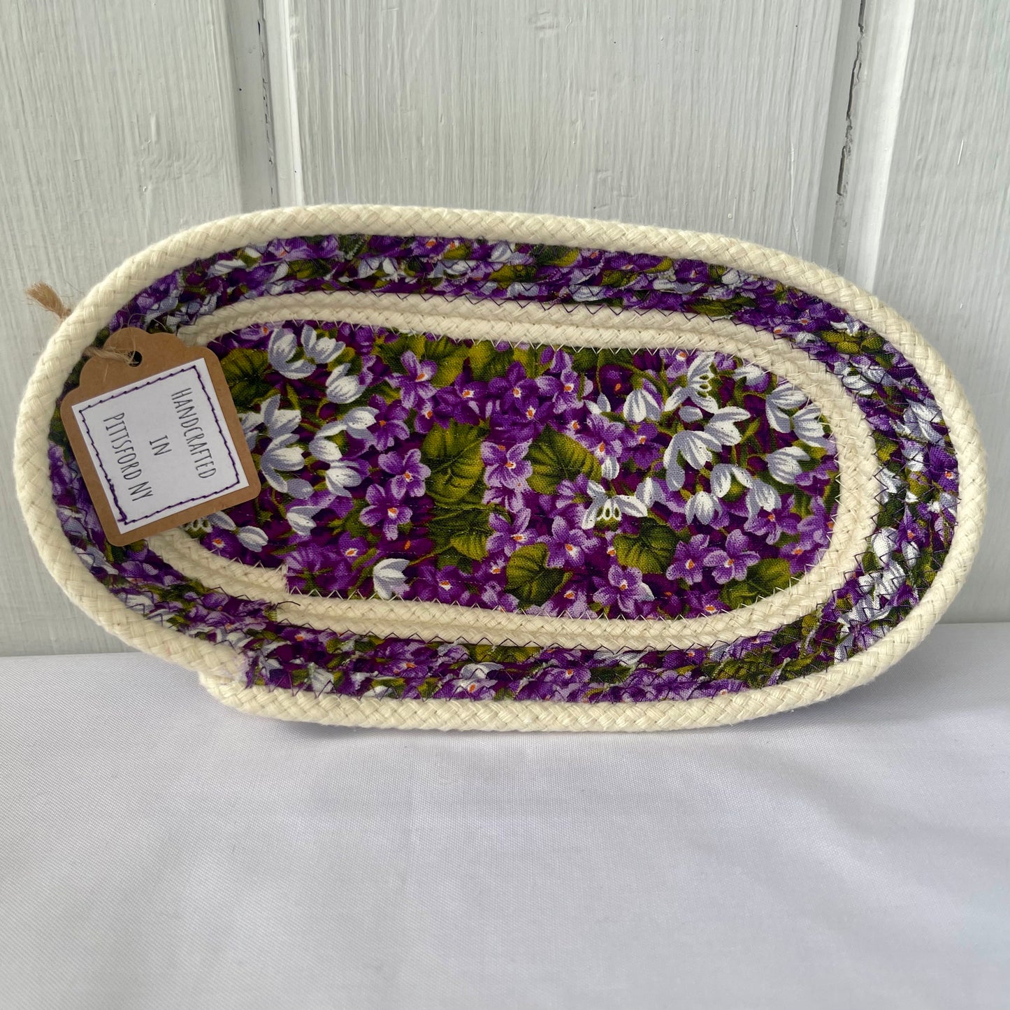 Hand-Crafted ~ Lilac ~ Fabric Covered Rope Bowl