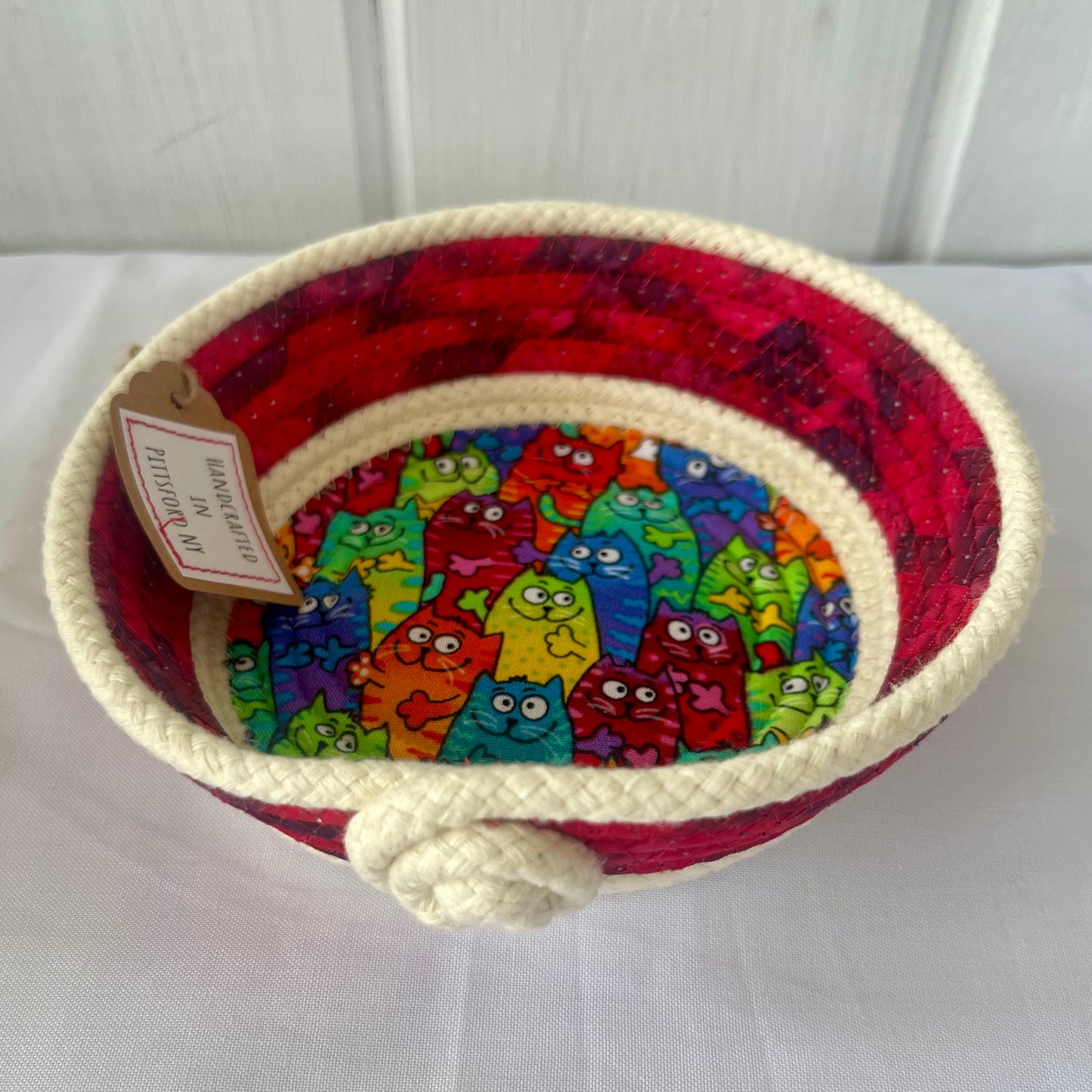 Hand-Crafted ~ Pets ~ Fabric Covered Rope Bowl