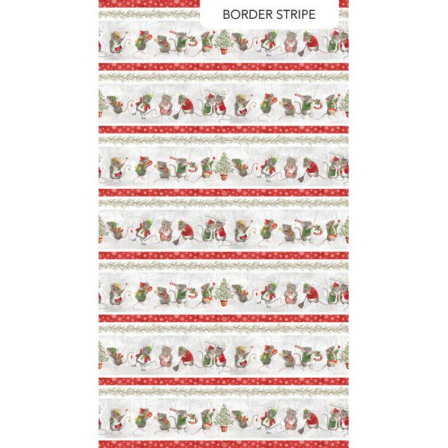 The Christmas Mouse ~ Border Stripe ~ F28036-92 Grey Multi