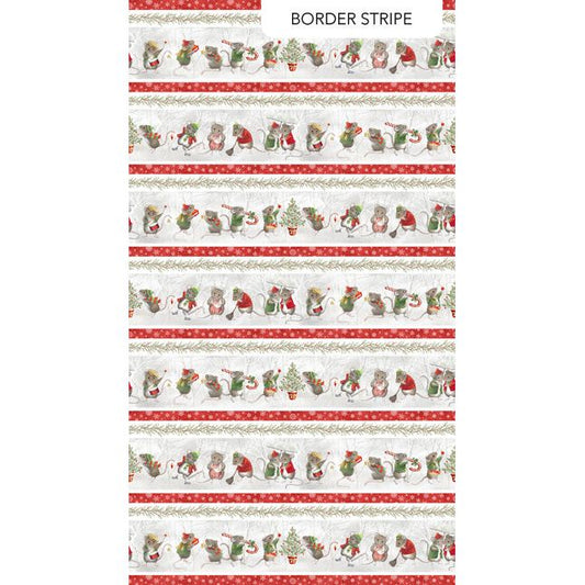 The Christmas Mouse ~ Border Stripe ~ F28036-92 Grey Multi