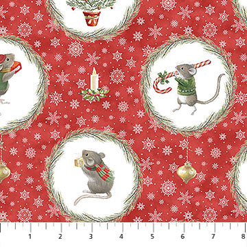 The Christmas Mouse ~ Wreaths ~ F28037-24 Red Multi