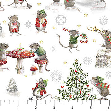 The Christmas Mouse ~ Mouse Scenic ~ F28038-10 White Multi