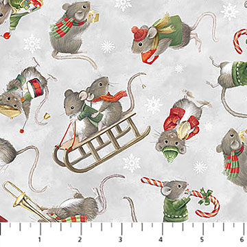 The Christmas Mouse ~ Mouse Toss ~ F28039-92 Grey Multi
