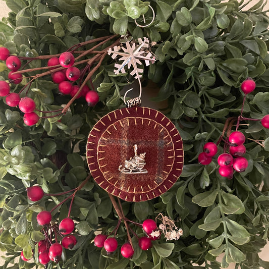 Paxe's Designs ~ Wool Penny Christmas Ornament | Sled