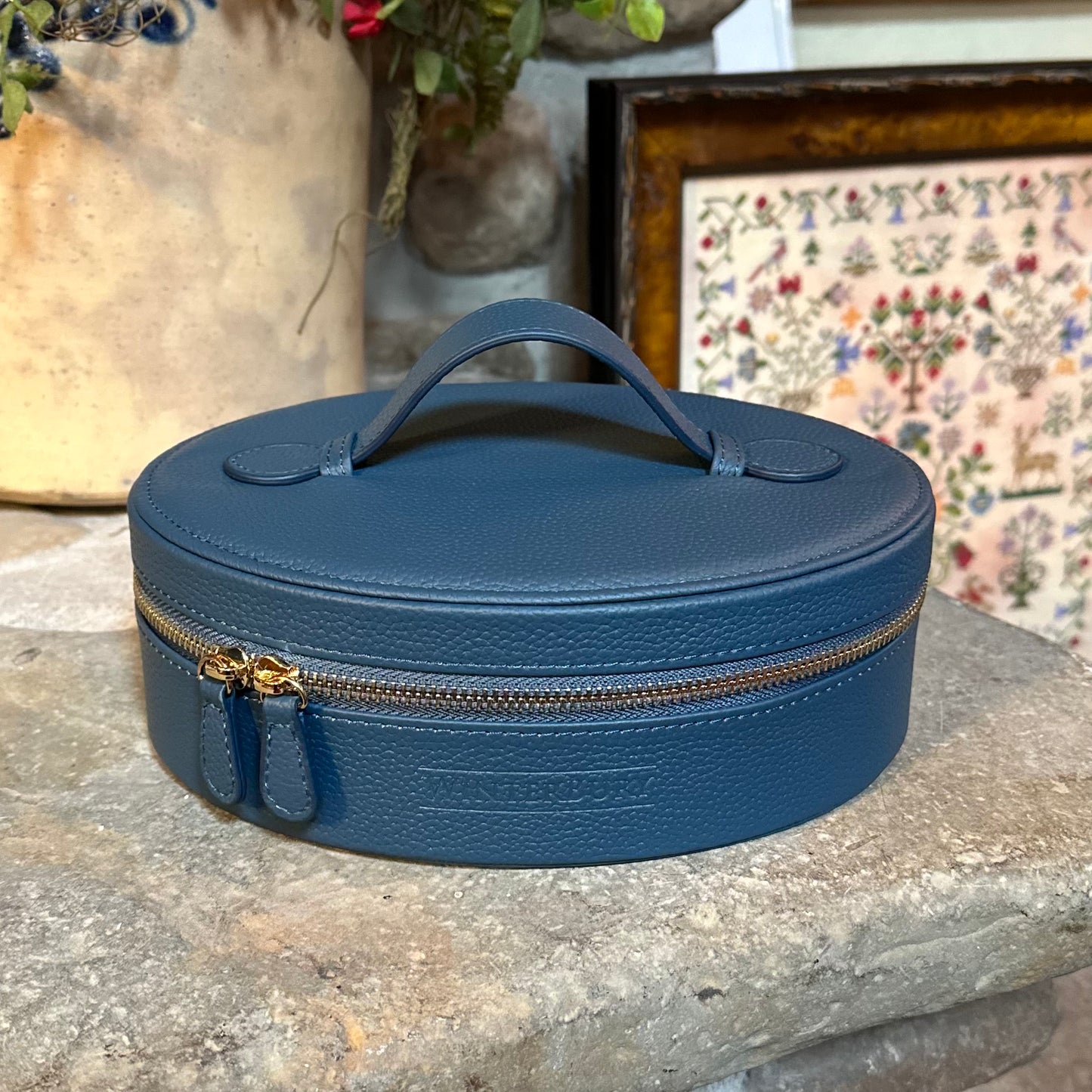 Winterbury Indigo Leather Needlework Travel Case