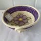 Hand-Crafted ~ Embroidered Flowers ~ Fabric Covered Rope Bowl