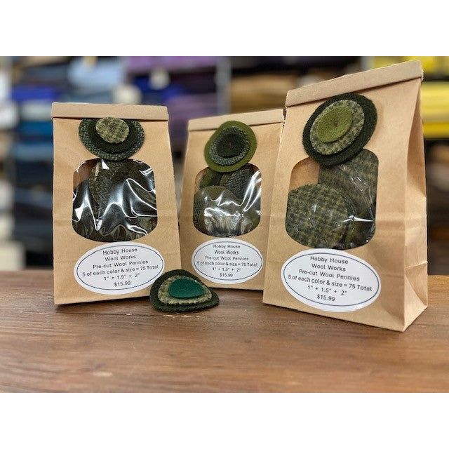 Hobby House Wool Works PreCut Wool Pennies Greens Hobby House